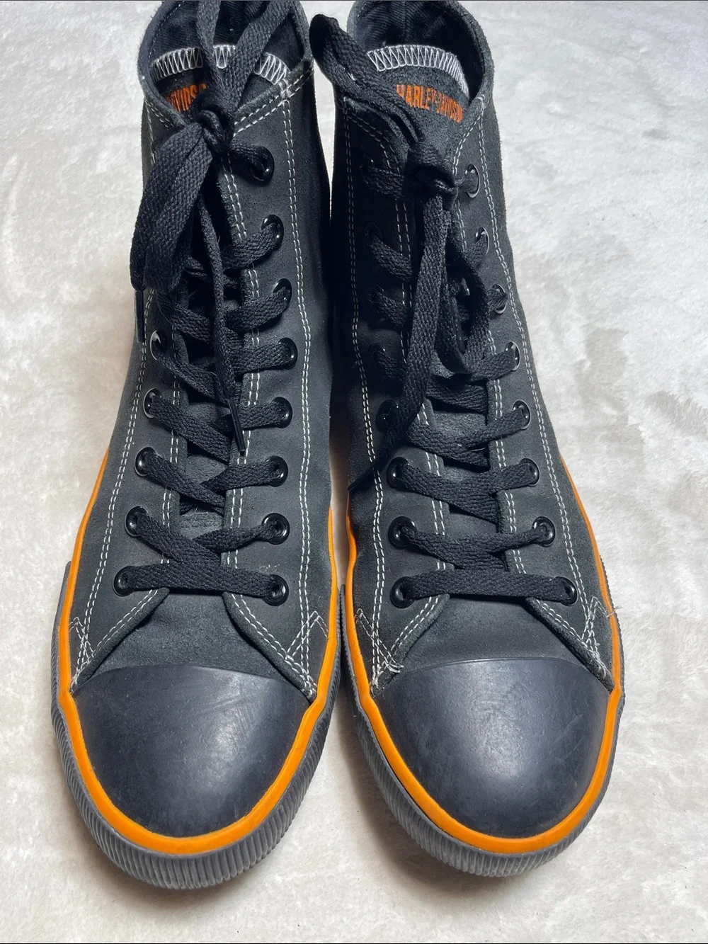 Harley-Davidson Black High-Top Sneakers with Orange Accents Size 12  Men’s